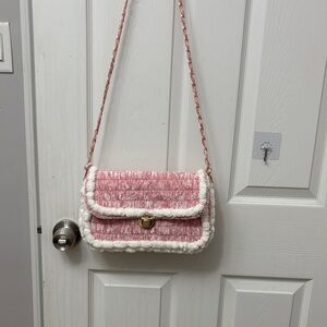 Pink and White Women's Shoulder Bag